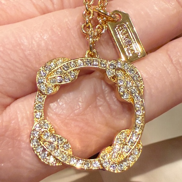 Coach CZ Quadrafoil Gold Tone Necklace NWOT - Picture 8 of 8
